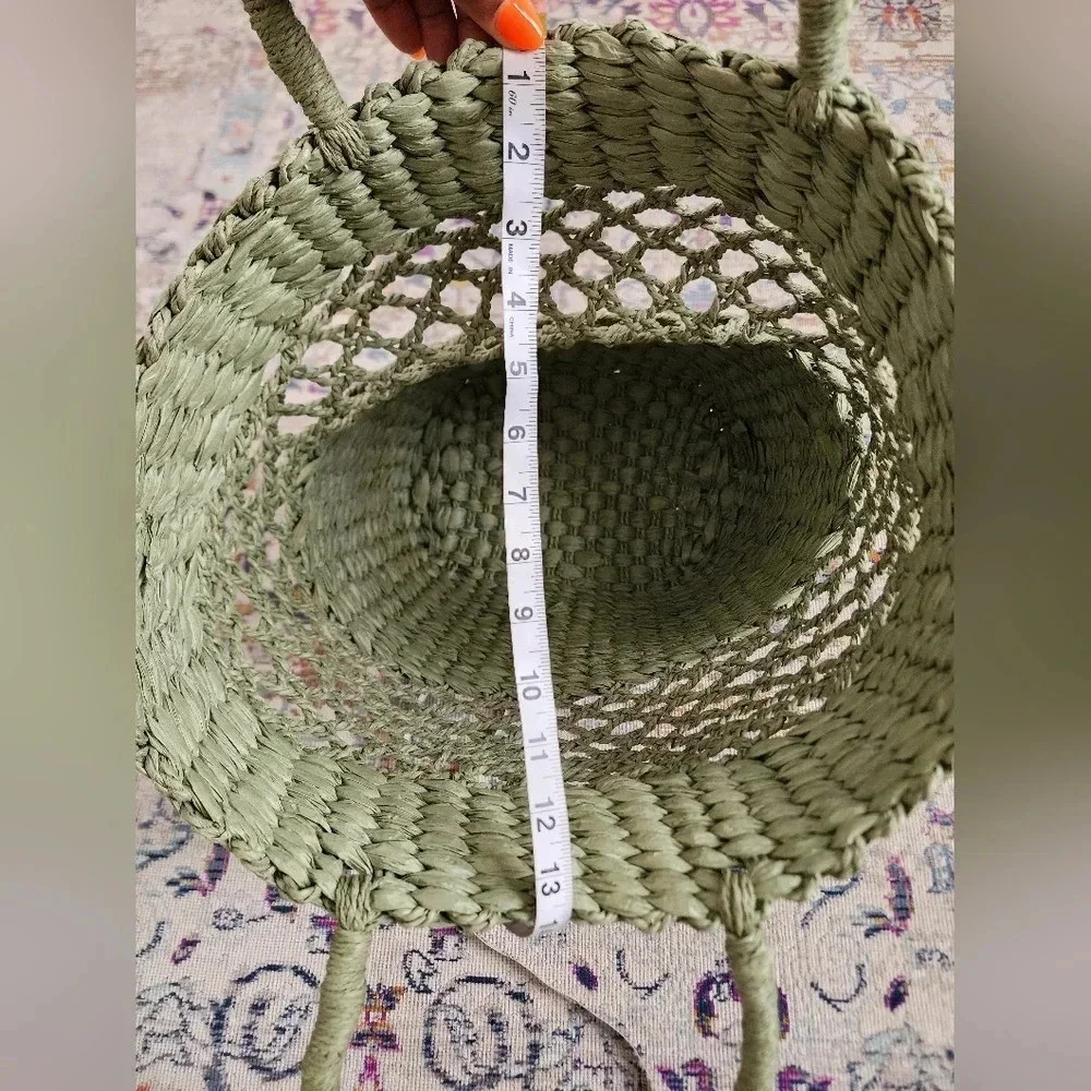 Wicker Beach Oversized Bag Sage Green Lightweight Summer Tote